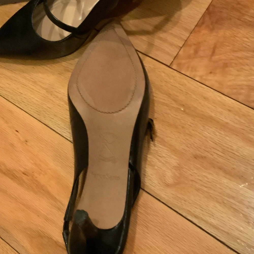 Franco Sarto Black Leather Slingback Heels - Picture 4 of 12